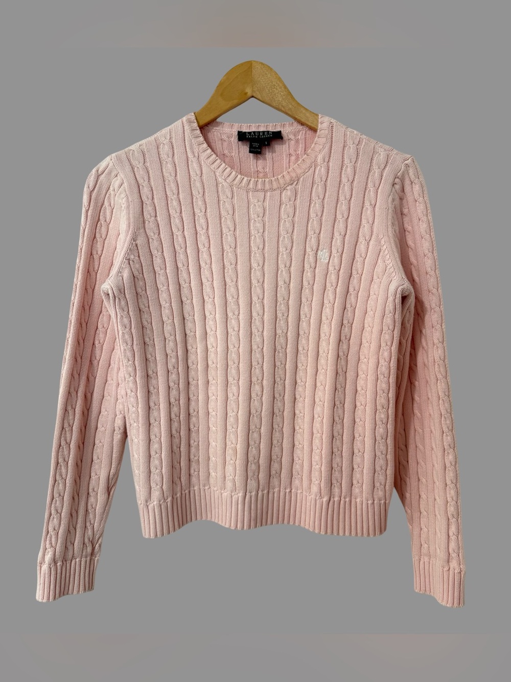 Lauren Ralph Lauren Pink Cotton Crew Neck Knit Sweater S